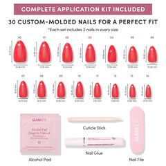 Glamnetic Red Flag kit includes nail glue for quick, secure application.