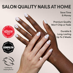 Glamnetic short oval nails close-up showing sturdy tips and glossy finish