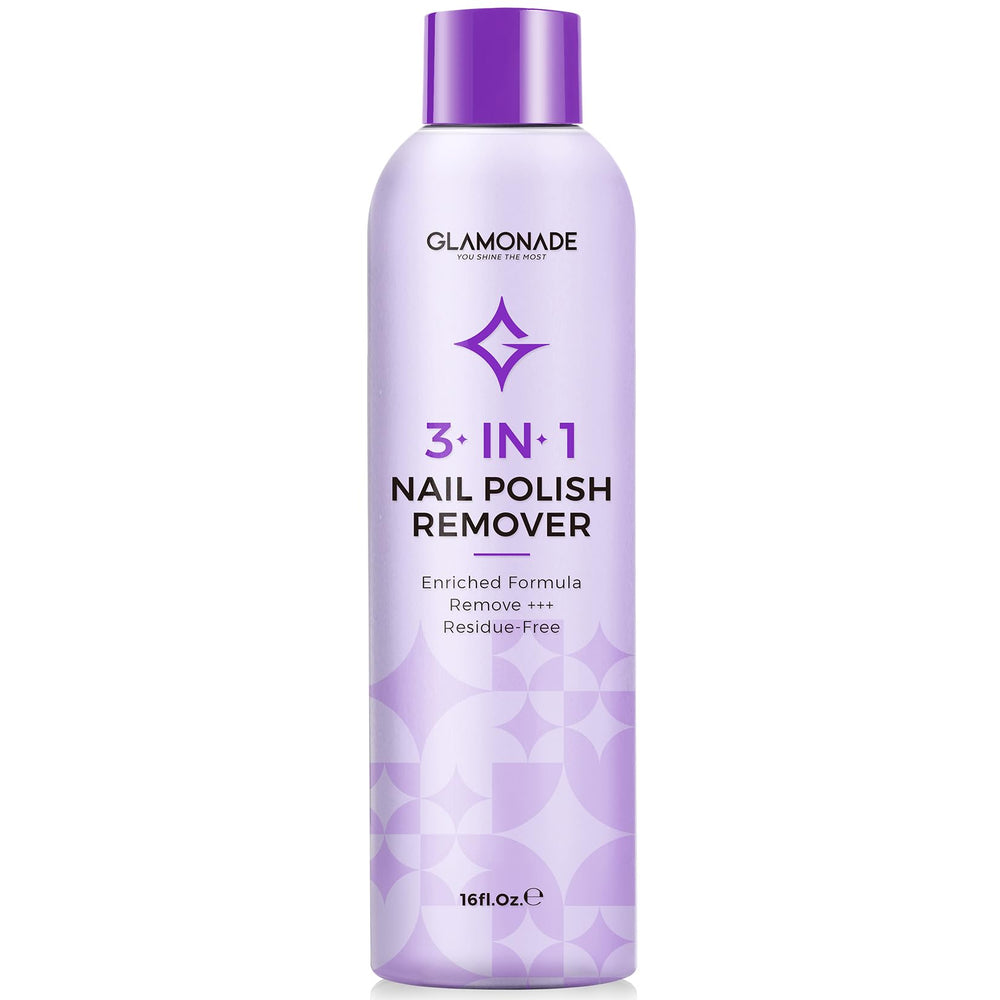 Glamonade acetone remover bottle showing fast gel polish removal for salon use.
