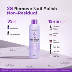Glamonade bottle pour close-up highlights clean, residue-free polish removal.