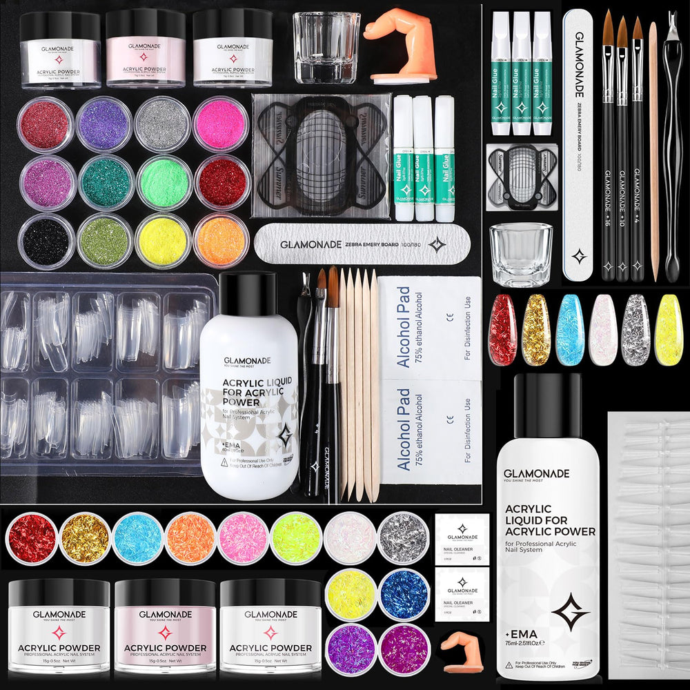 Glamonade acrylic powder set for beginners enables smooth sculpting and lasting wear
