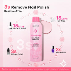 Glamonade rose seed oil enriches the remover to nourish nails.