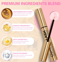 Glamosoar Lash Serum applicator brushing onto lashes for smooth, gentle wear