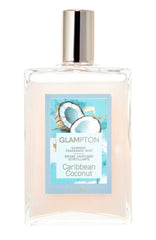 Glampton Caribbean Coconut Shimmer bottle front shows tropical fragrance and premium look.
