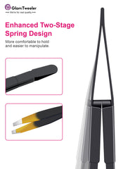 GlamTweeler G-01 ergonomic handle design enables comfortable, controlled plucking.