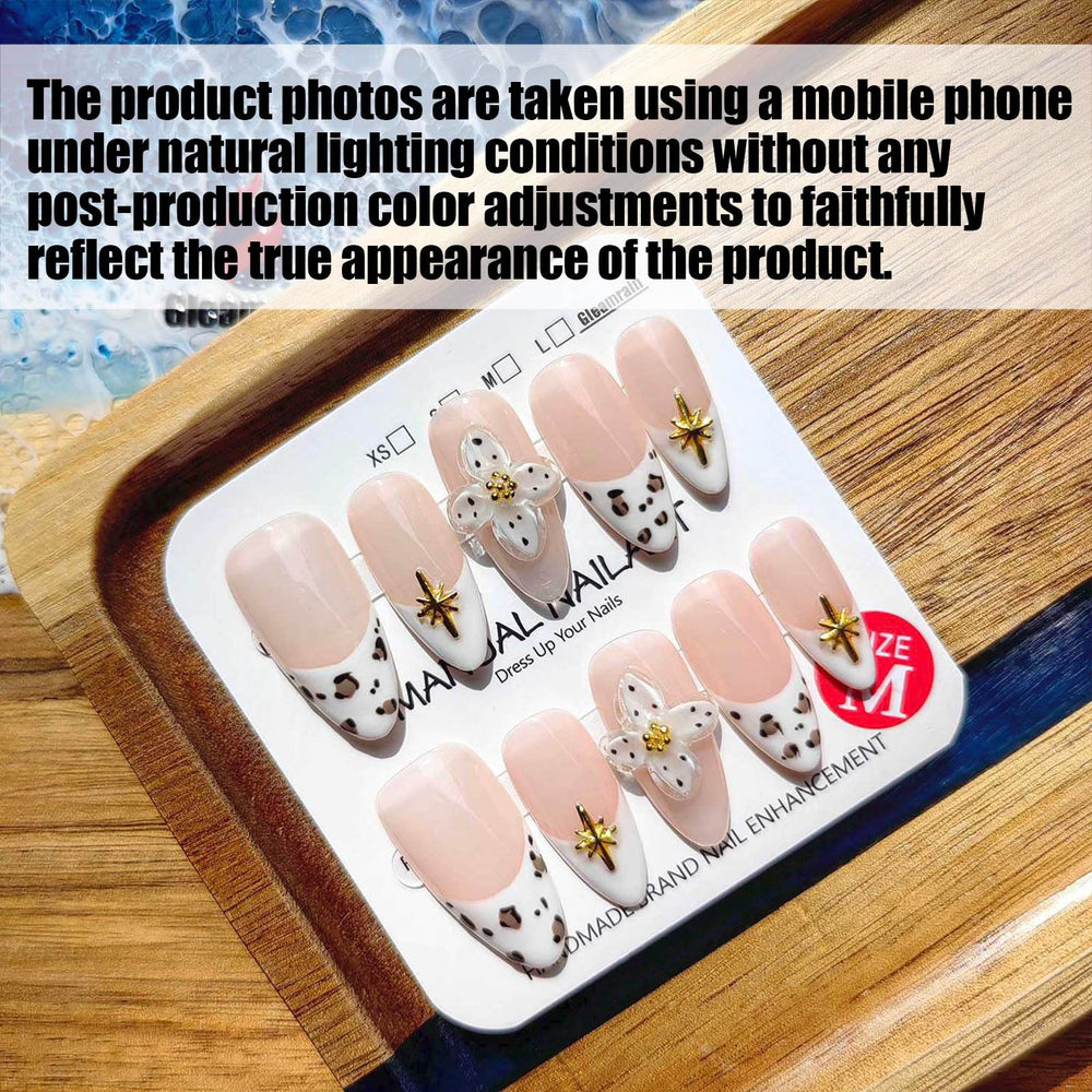 Gleamrain nails with a three-dimensional floral design for eye-catching detail.