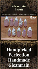 Gleamrain almond nails available in sizes S and L for a better fit.
