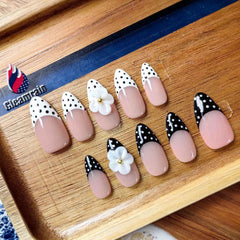 Gleamrain almond press-on nails in soft colors for everyday elegance
