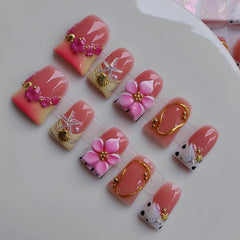 Gleamrain duck-shaped nails with floral and shell design for a whimsical spring look
