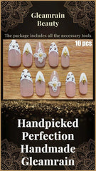 Gleamrain nails shown with outfits from casual to formal for seamless blending.