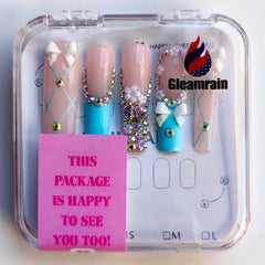 Gleamrain nails with a high gloss top coat for standout shine