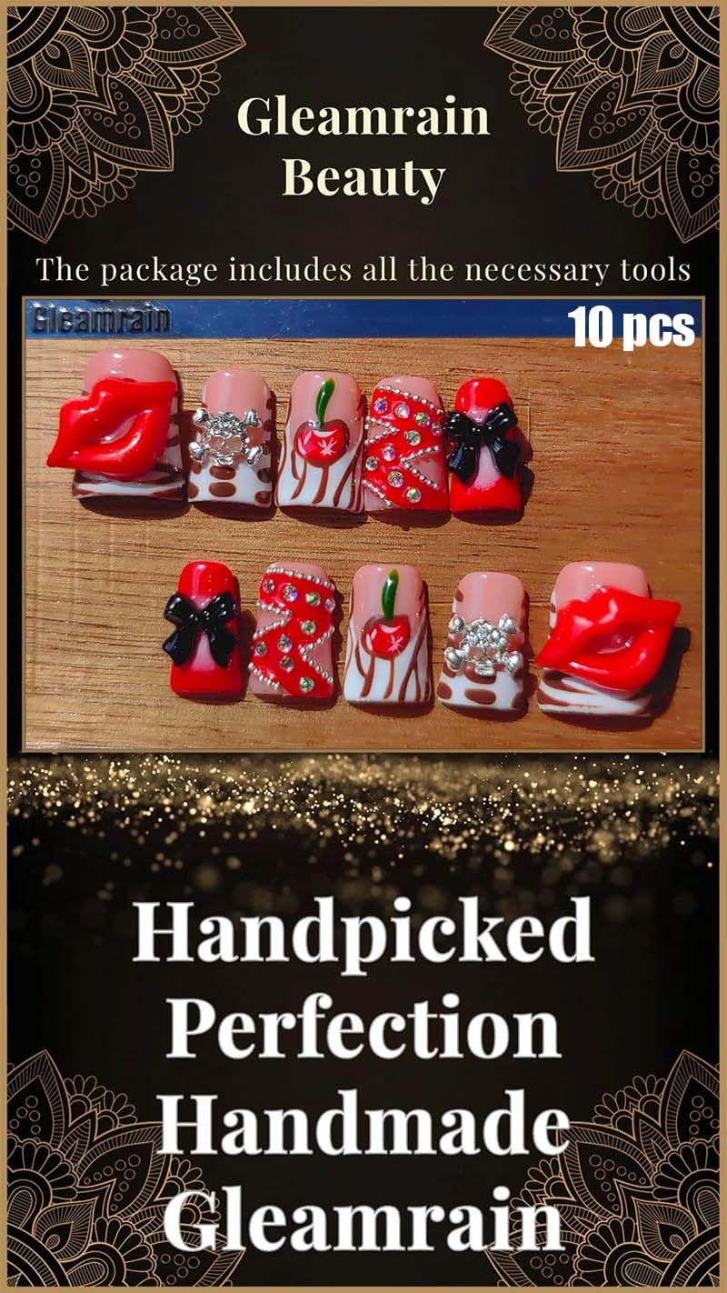 Gleamrain 10-piece Valentine nail set enables quick, versatile manicures.