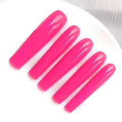 Gleamrain Xxl magenta square nails with glossy finish for elegant at-home manicures.
