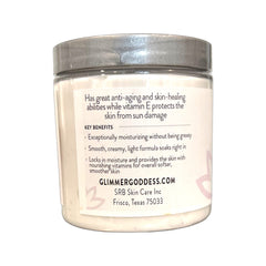 Glimmer Goddess bottle with lavender lemon label showcases calming scent and clean ingredients.