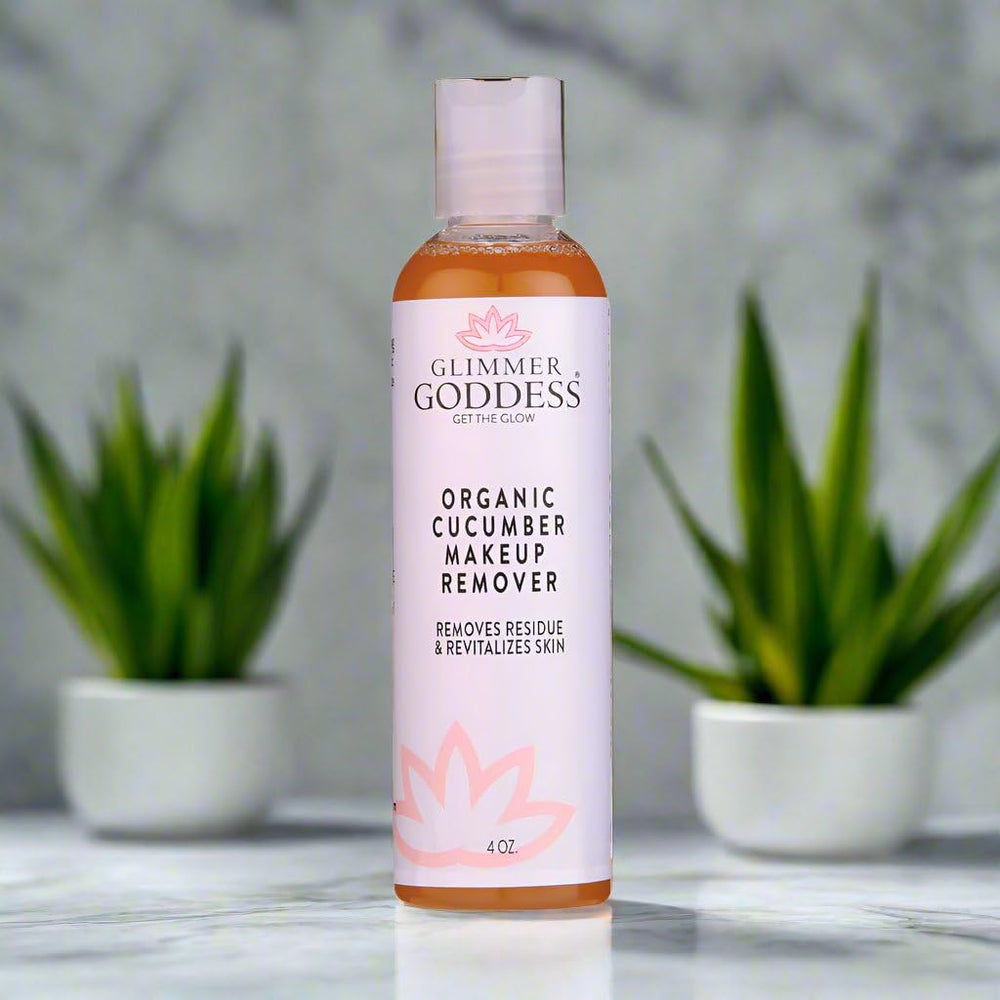 GLIMMER GODDESS nourishing plant based ingredients for refreshed skin after use.