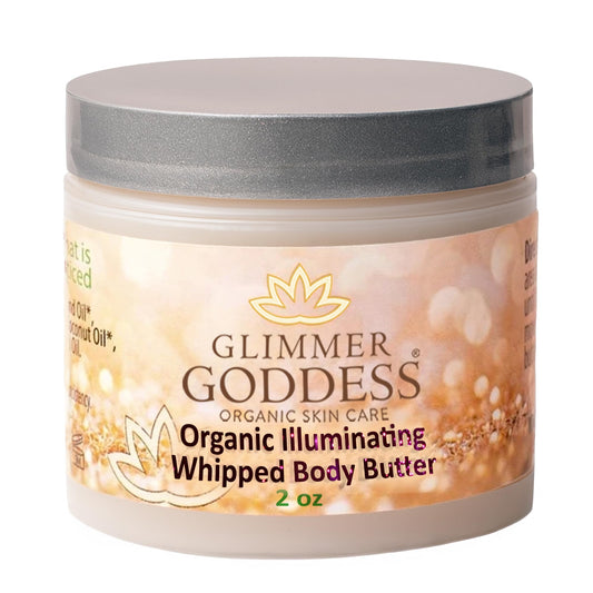 Glimmer Goddess Shimmer Body Butter bronze glow provides radiant skin with lightweight hydration.