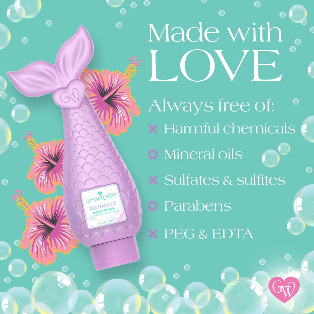Glimmer Wish Mermaid Kids Body Wash anti-slip textured cap close-up.