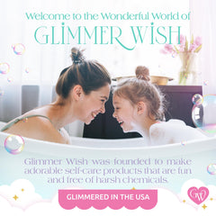 Glimmer Wish Mermaid Kids Body Wash recycled plastic packaging detail.