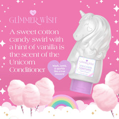 Child detangling hair after using Glimmer Wish Unicorn Conditioner