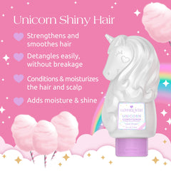 Glimmer Wish Unicorn Conditioner label close-up highlighting vegan and sulfate-free formula