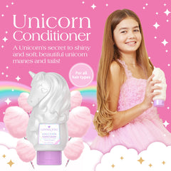 Glimmer Wish Unicorn Conditioner being poured from gravity-fed dispenser to minimize waste