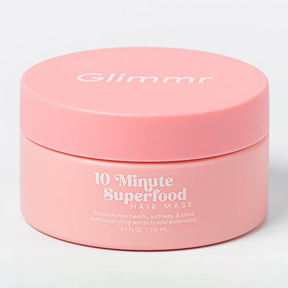 Glimmr hair mask bottle pour for easy, mess-free application and even coverage.