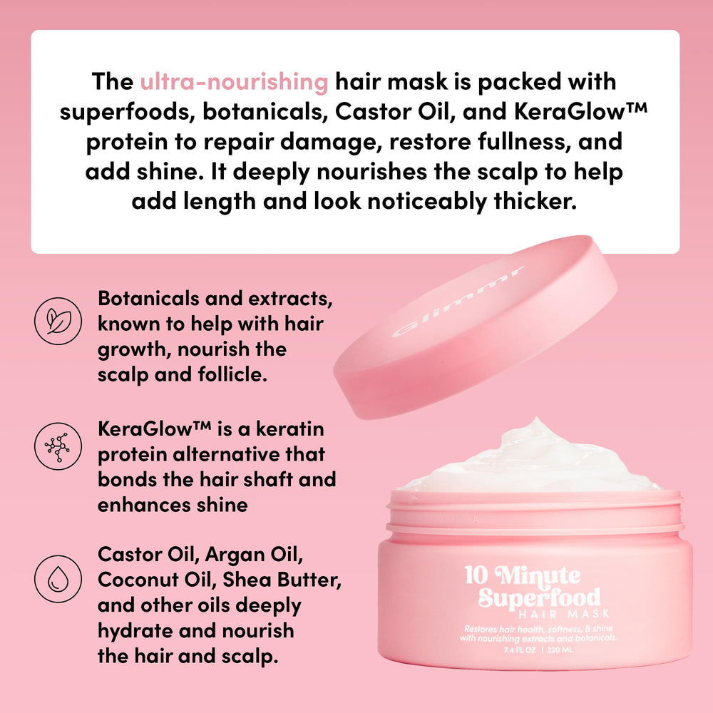 Glimmr hair mask frizz control on towel-dried hair.