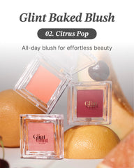 Glint Baked Blush Citrus Pop swirl demonstrates seamless blending for natural payoff.