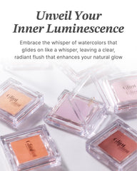 Glint Baked Blush Subtle Pearl Glow highlights micro-fine shimmer for dimensional warmth.