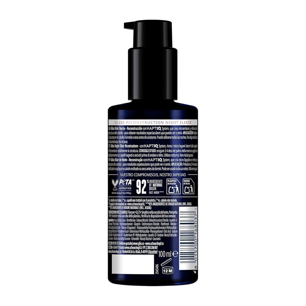 Gliss Night Elixir applied to hair overnight for rejuvenation