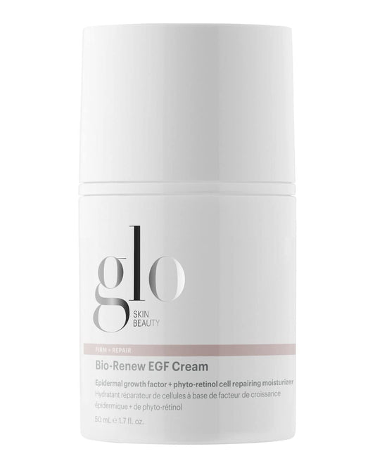 Glo Skin Beauty Bio-Renew EGF Cream jar, showcasing restorative formula for revitalized skin.