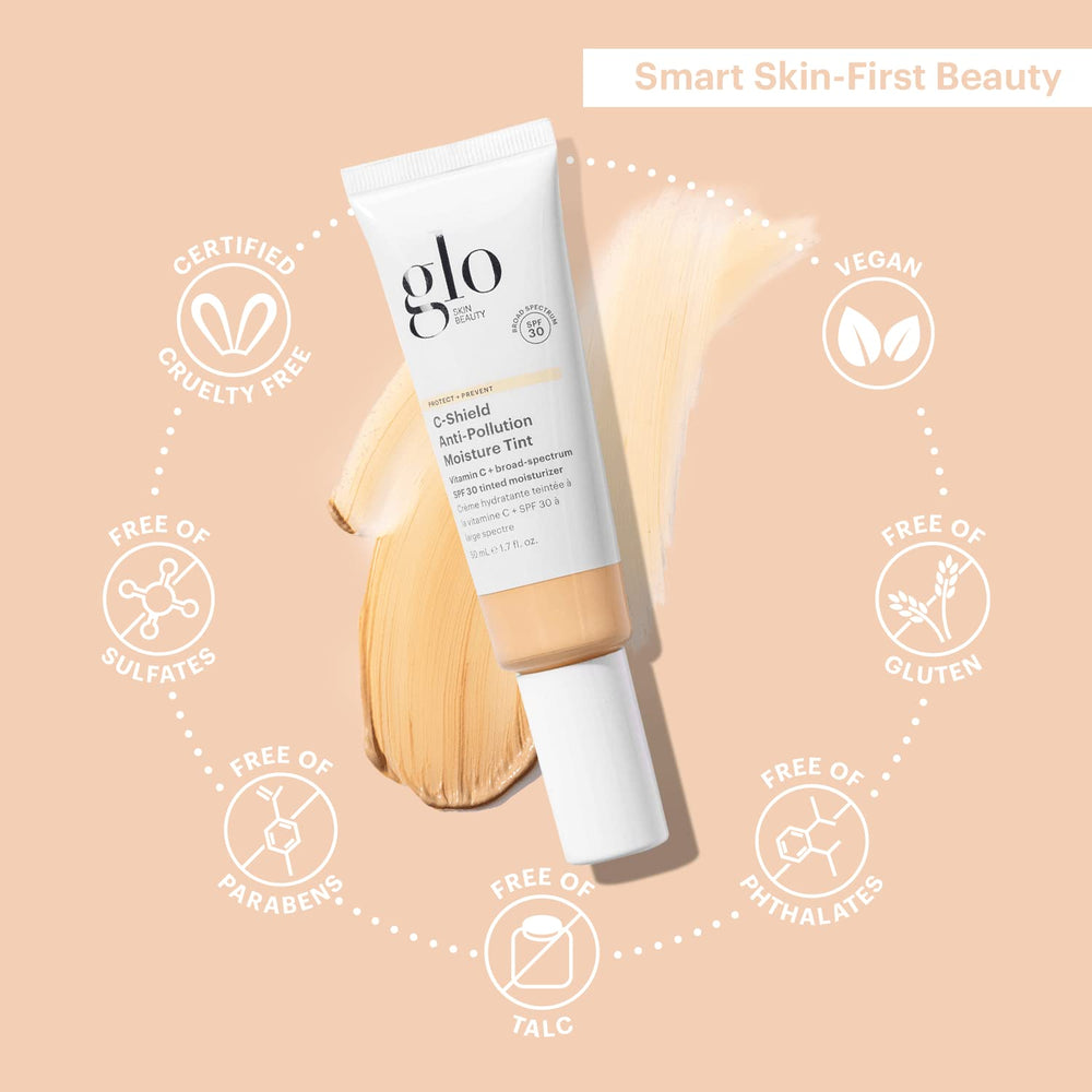 Glo Skin Beauty C-Shield on skin creating a natural glow outdoors