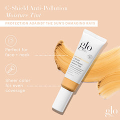 Glo Skin Beauty C-Shield swatch on skin shows 5W-Medium blend.