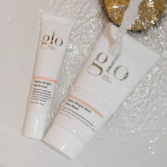 Glo Skin Beauty Hydra-Bright Eye Cream packaging showcasing vegan formula benefits for all skin types