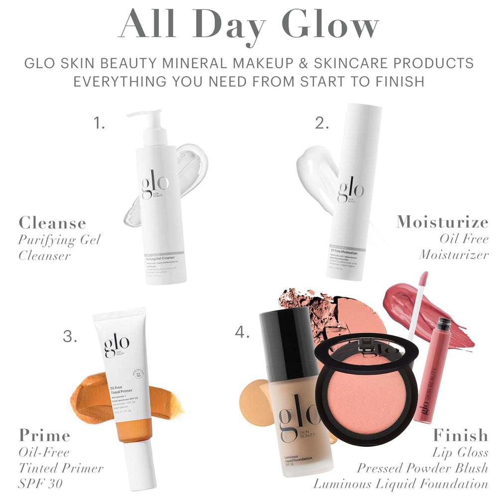 Glo Skin Beauty Luminous Foundation close-up texture with soft-focus glow.