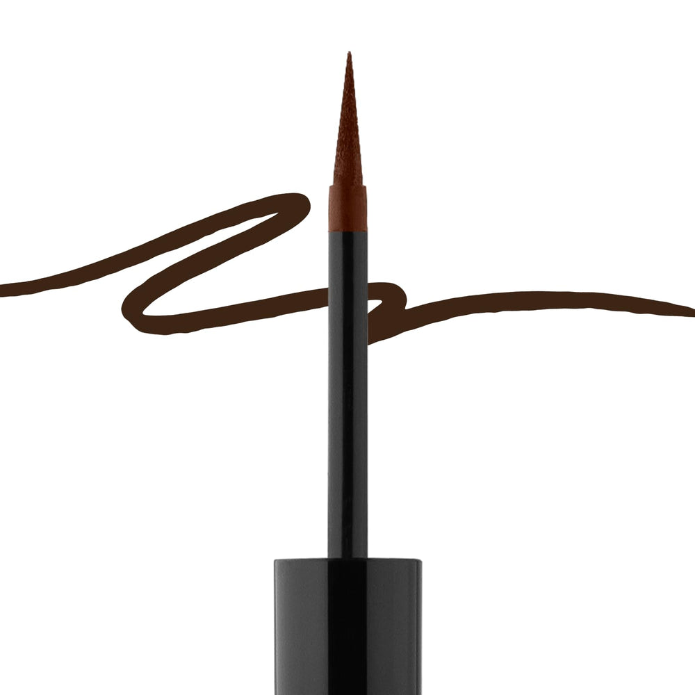 Glo Skin Beauty Precision Liquid Eyeliner Dark Brown fast-drying formula swatch for smudge resistance.