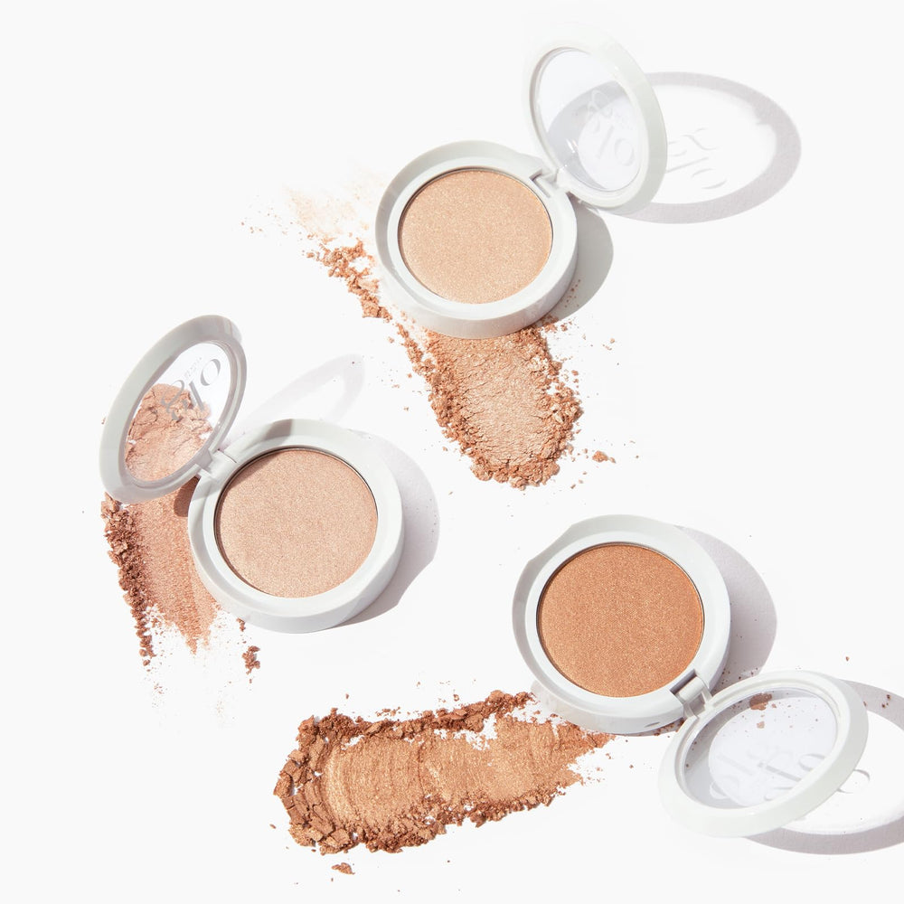Glo Skin Beauty Skin Glow Powder Highlighter brush application demonstrates seamless blend.