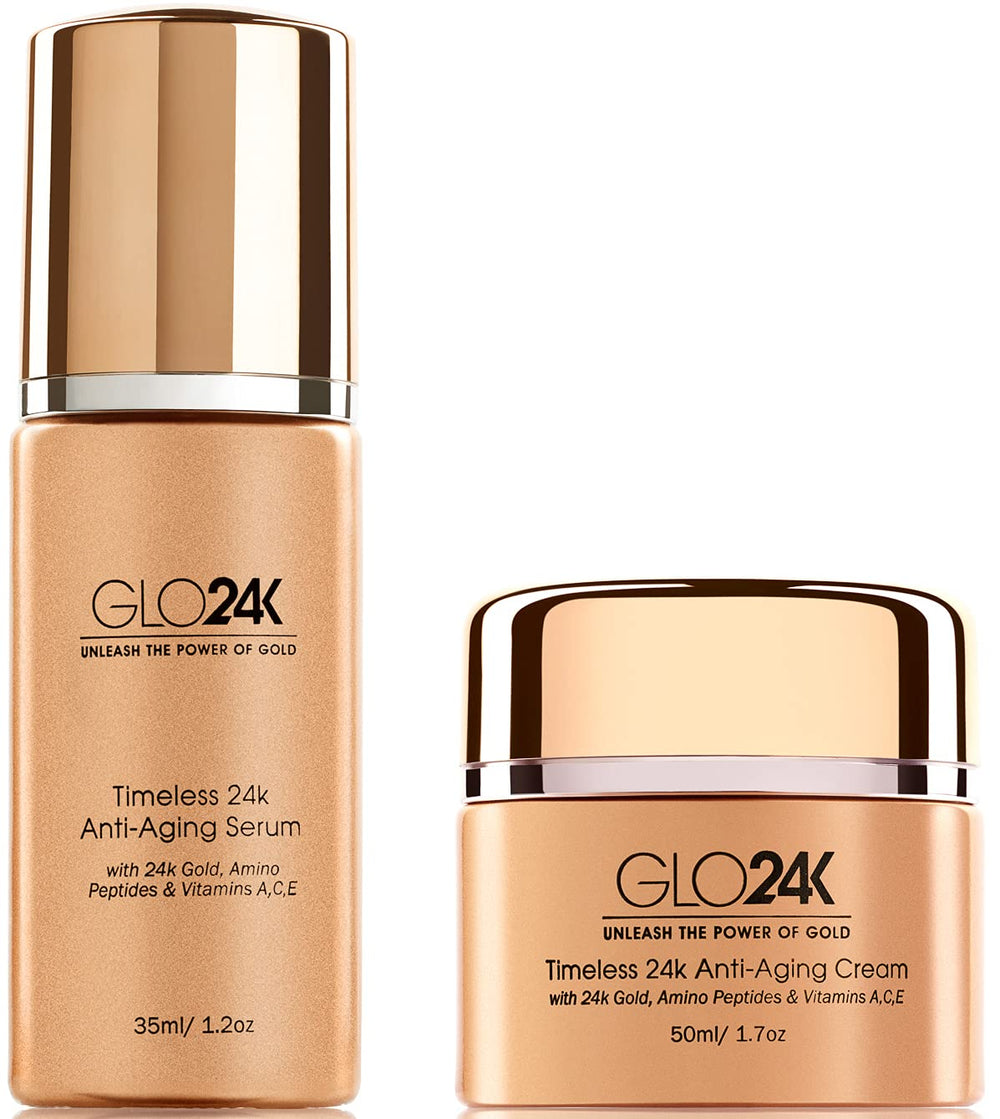 GLO24K 24k Gold Cream jar for luxurious anti-aging care.