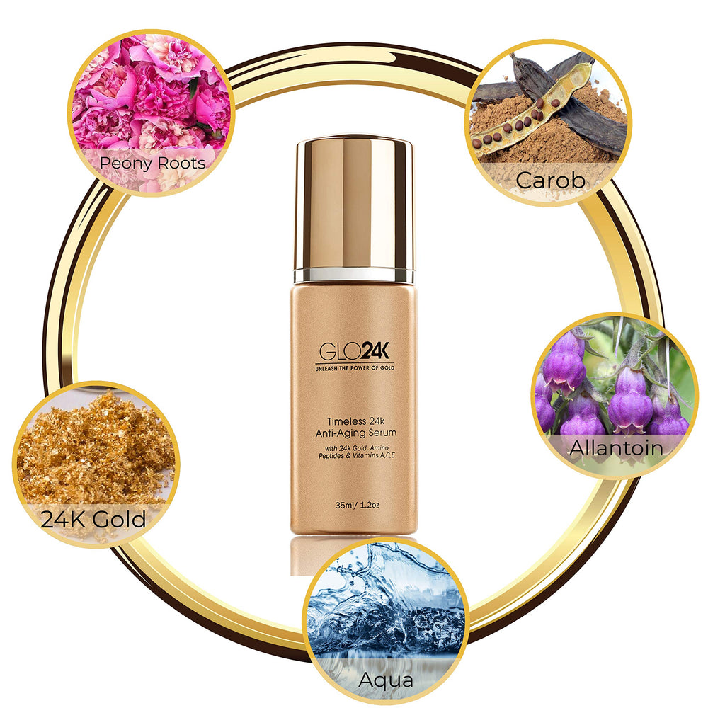 GLO24K cream texture close-up showing smooth absorption.