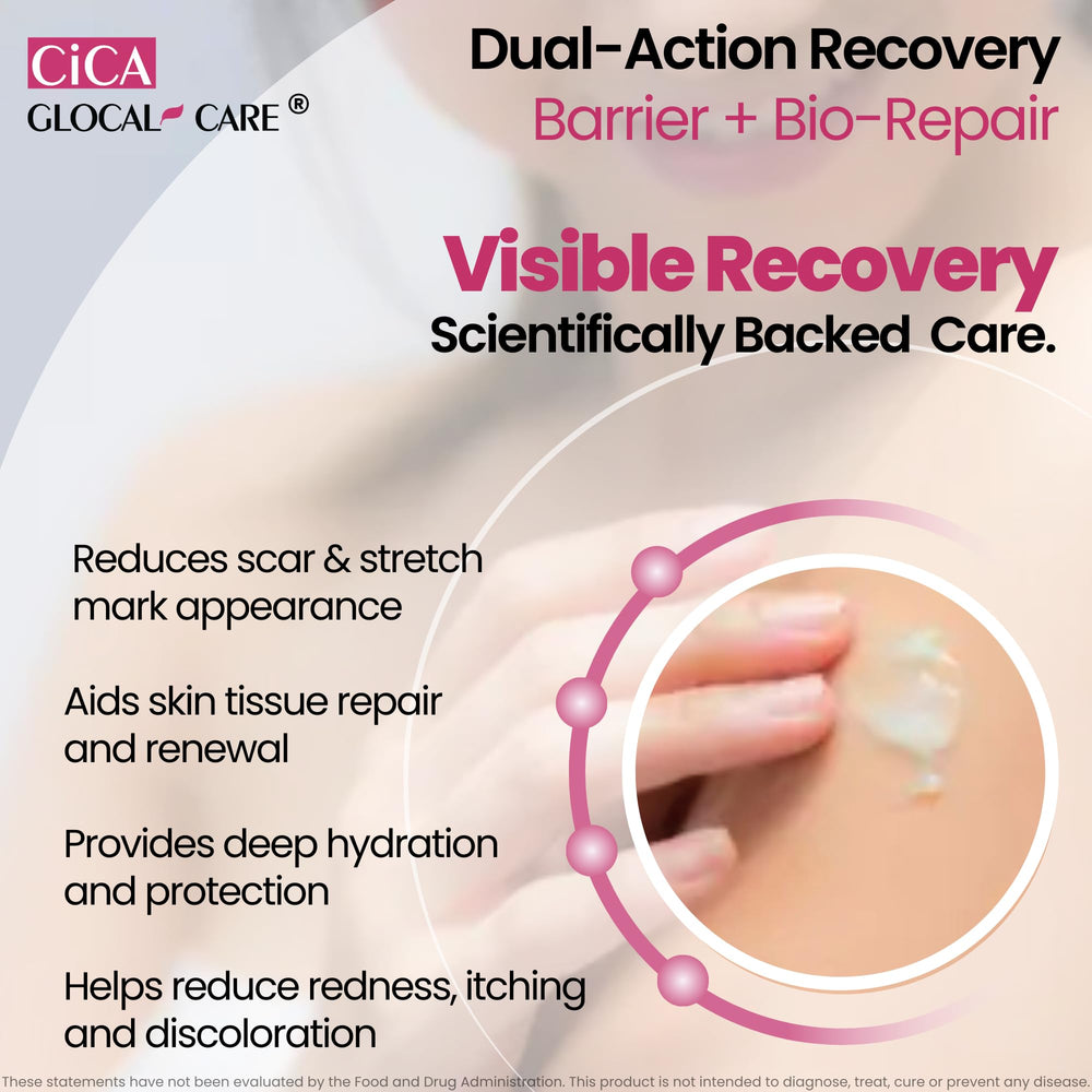 Texture swirl of GlocalCare CICA scar cream showing smooth hydration.