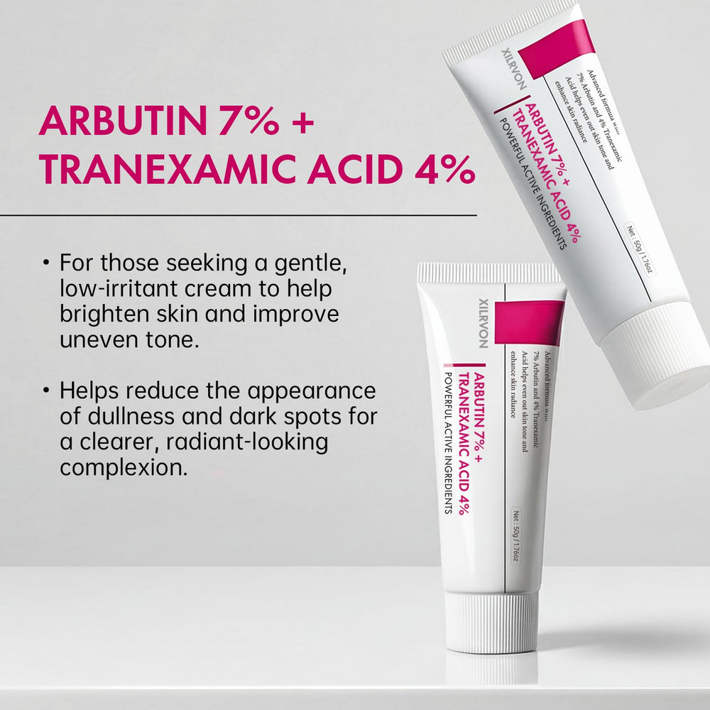 Glopink Arbutin 7% + TXA 4% cream tube opened shows creamy texture for hydration