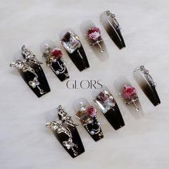GLORS black-to-clear gradient nails offer versatile drama for day-to-night looks.