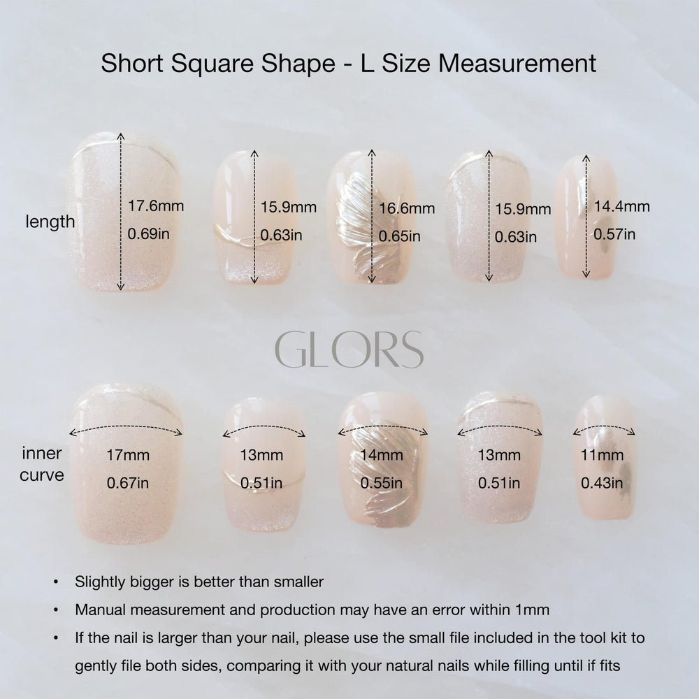 GLORS Flower Dance nails in short-square shape for comfortable daily wear