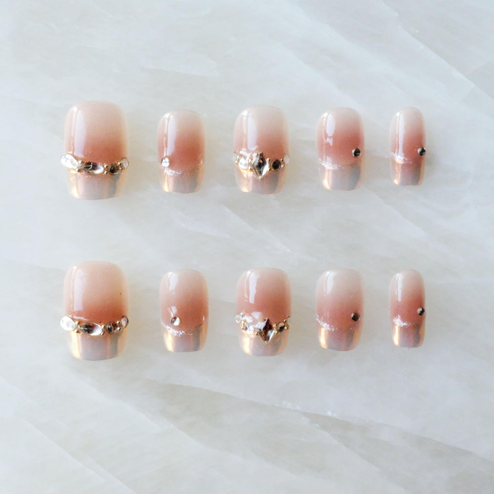 GLORS Moon Dream nails with diamond detail for a glamorous focal point