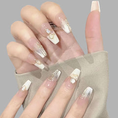GLORS gradient nails with mica powder details add refined shimmer