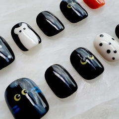 GLORS Purely Handmade nails kawaii black short square application kit with tabs