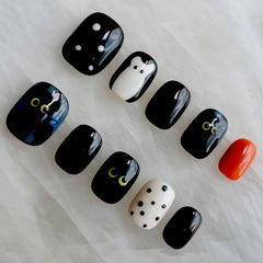GLORS Purely Handmade nails kawaii black short square packaging ready for gifting