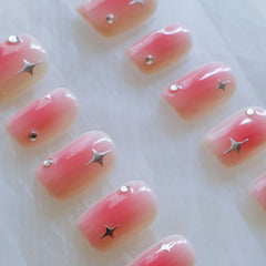 GLORS pink nails with silver accents for effortless date-night polish last-minute.