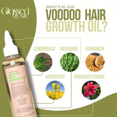 Glossed by Nae Voodoo Hair Growth Oil dropper applied to scalp for nourishment.