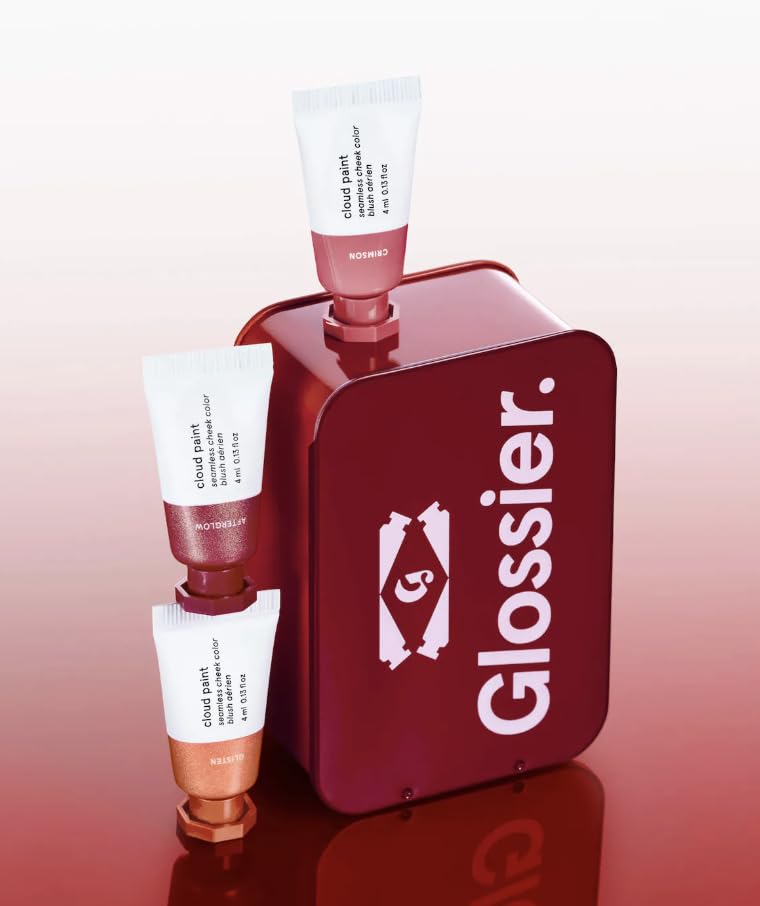 Glossier Mini Cloud Paint Afterglow swatch delivers soft mauve flush for daily wear